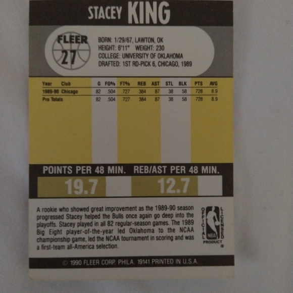 Stacey King basketball ERROR CARD - Picture 5 of 7